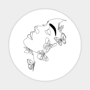 Woman with butterfly Line Art Magnet